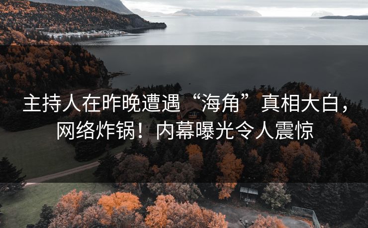 主持人在昨晚遭遇“海角”真相大白，网络炸锅！内幕曝光令人震惊