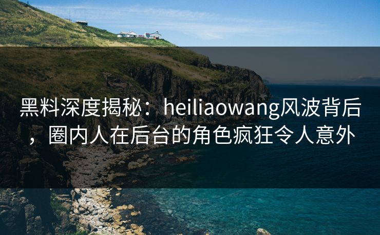 黑料深度揭秘：heiliaowang风波背后，圈内人在后台的角色疯狂令人意外