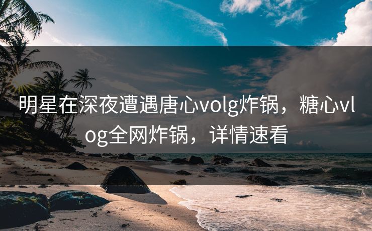 明星在深夜遭遇唐心volg炸锅，糖心vlog全网炸锅，详情速看
