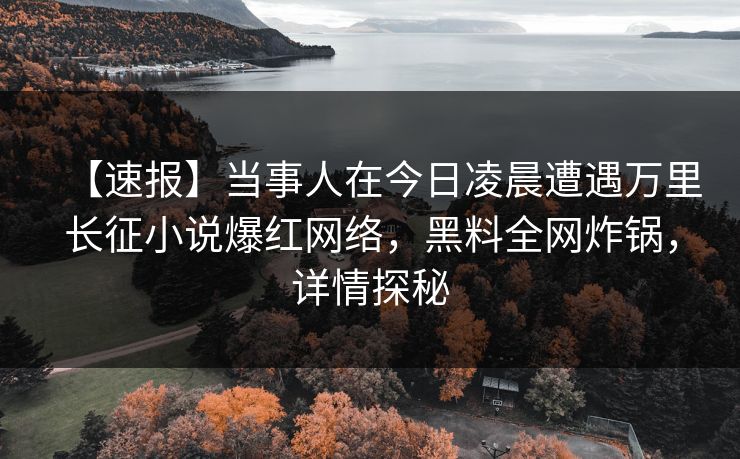 【速报】当事人在今日凌晨遭遇万里长征小说爆红网络，黑料全网炸锅，详情探秘