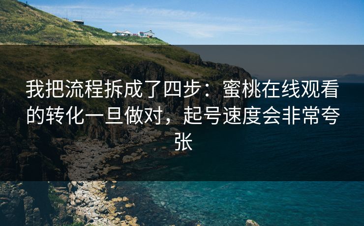 我把流程拆成了四步：蜜桃在线观看的转化一旦做对，起号速度会非常夸张